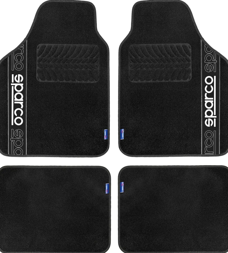 Set 4 tappetini neri per auto sparco in moquette