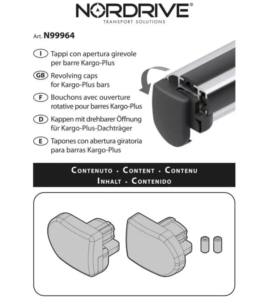 Set 2 tappi apribili per barre kargo-plus n99964