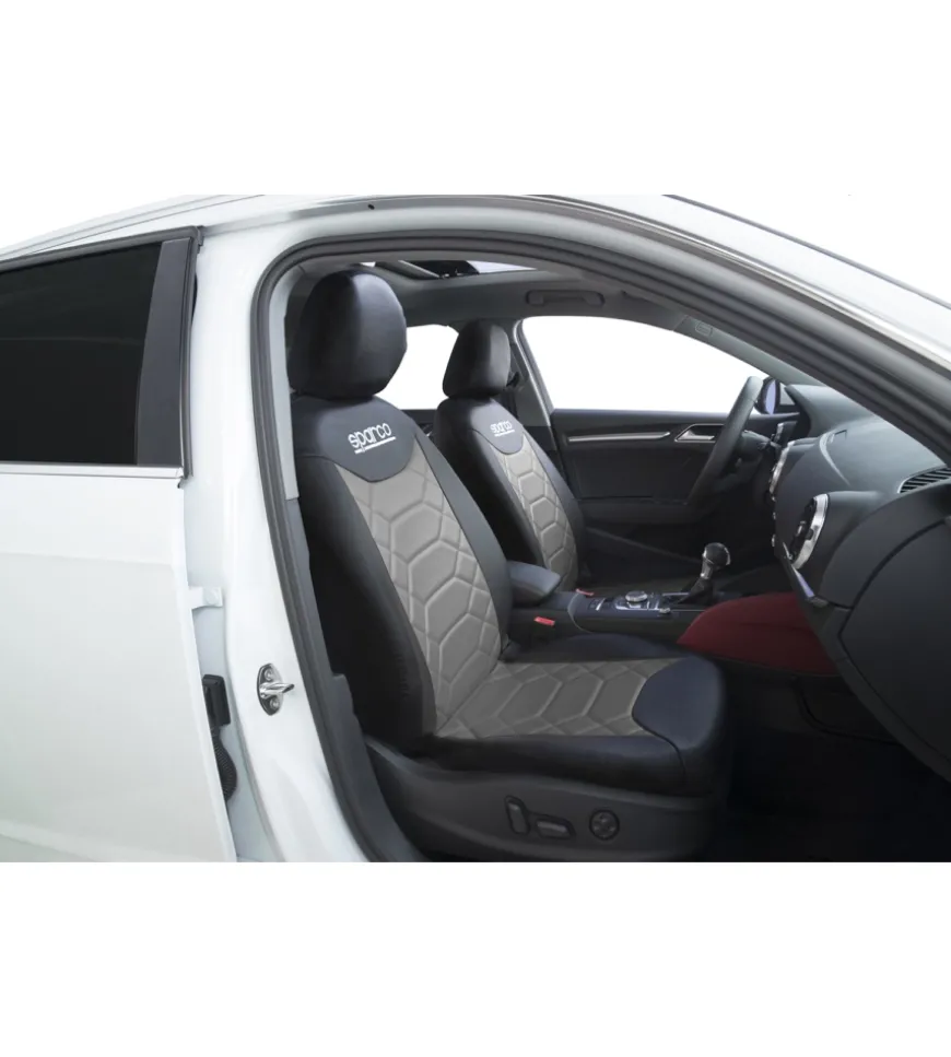 Set universale coprisedili auto completo sparco "spc1016" nero e grigio a nido d'ape